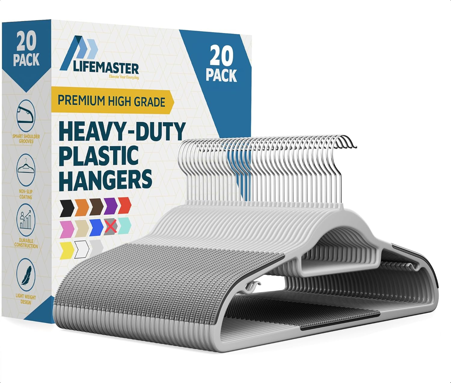 Plastic Clothes Hanger Set - 20 Pieces Versatile, Lightweight, Space-Saving, Non