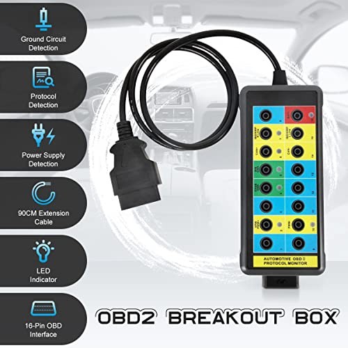 Professional 16-Pin OBD2 Breakout Box with LED Light Indicator