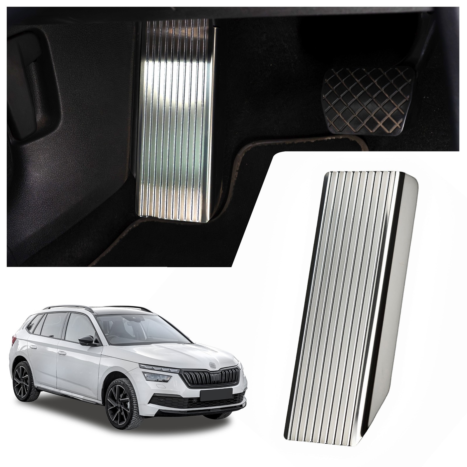 Fußstütze für Skoda Kamiq I (NW) 2019- Silber Gebürstet