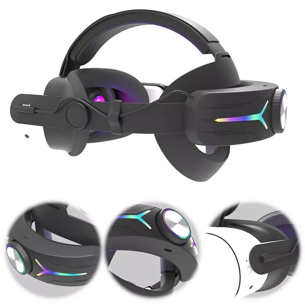 Adjustable RGB Head Strap with 12000mAh Battery for Meta Quest 3S VR Accessories