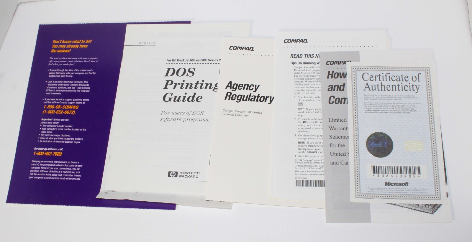 COMPAQ PRESARIO 500 SERIES QUICK SETUP MANUAL
