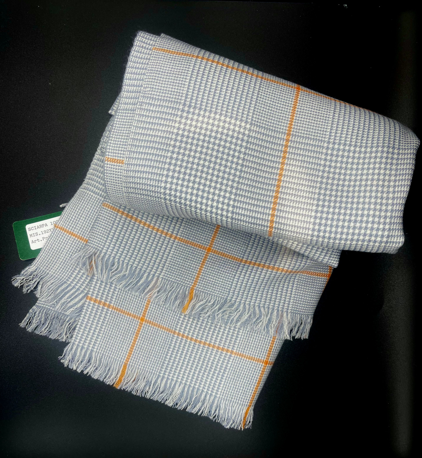 mens cashmere scarf italy, 75x28,woven on both sides, light gray pattern