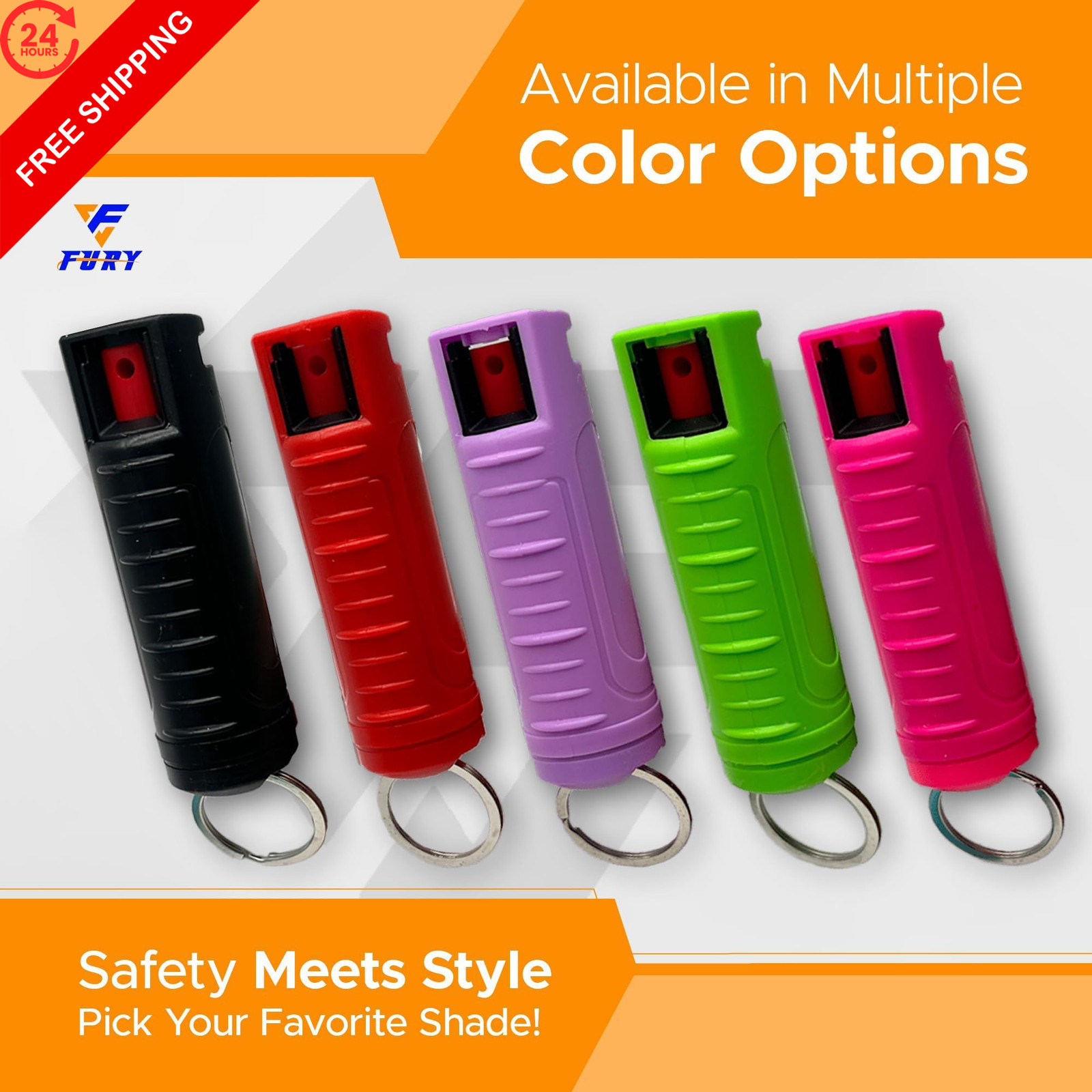 FURY Hardshell Pepper Spray - 12Ft Range, Max Strength, UV Dye Black