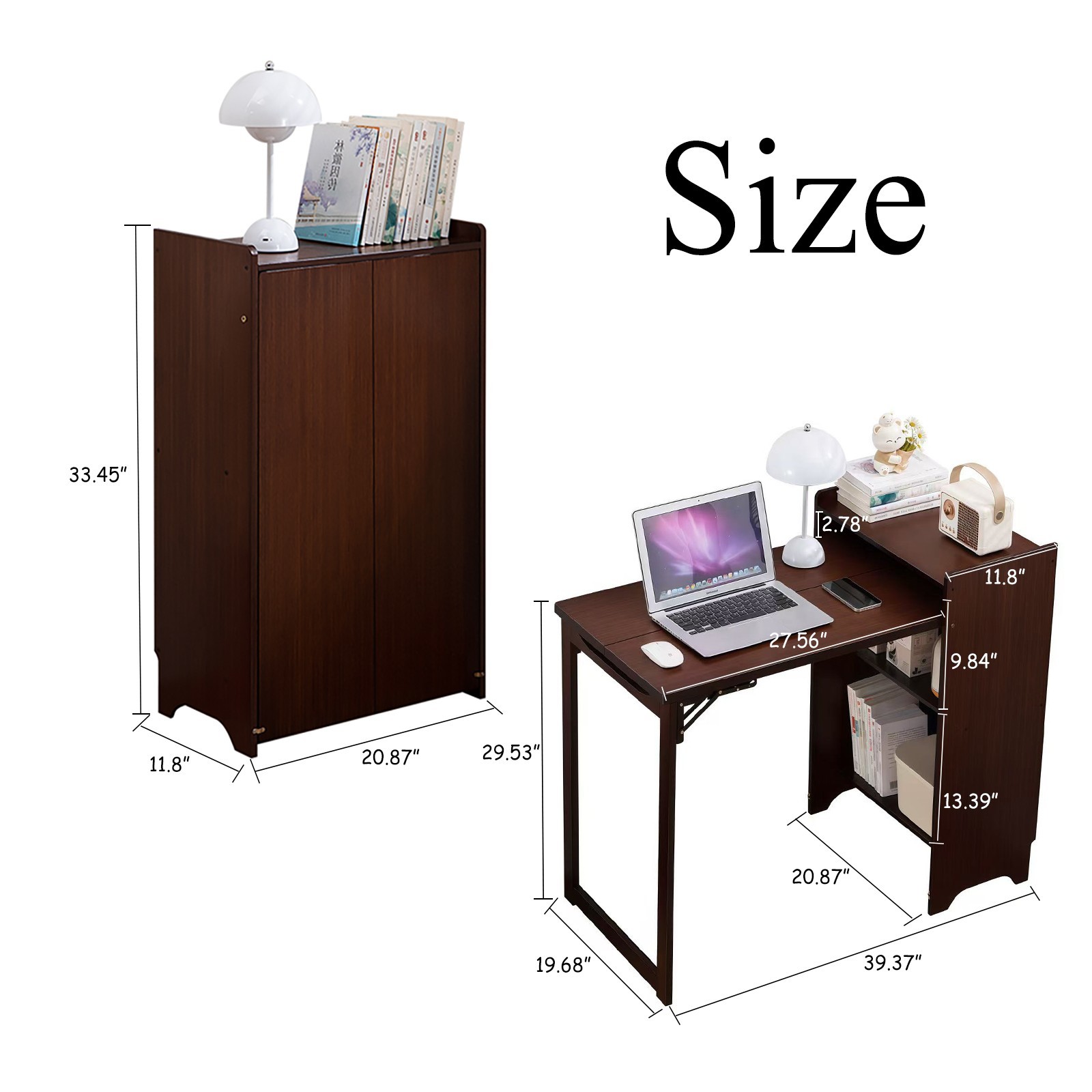 Modern Bamboo Folding Desk Storage Gaming Computer Desk Home Office Study Table