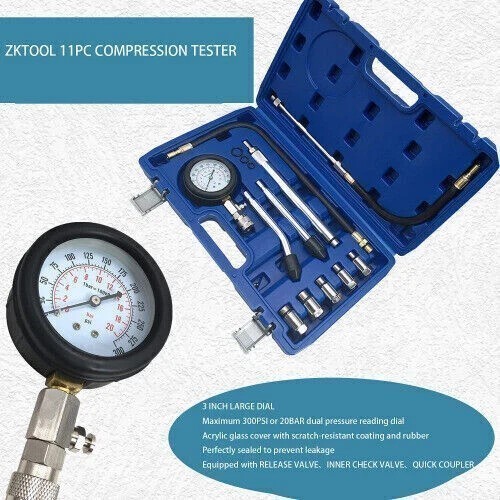 Automotive Cylinder Compression Test Gauge Kit with Adapters for VW BMW Ford