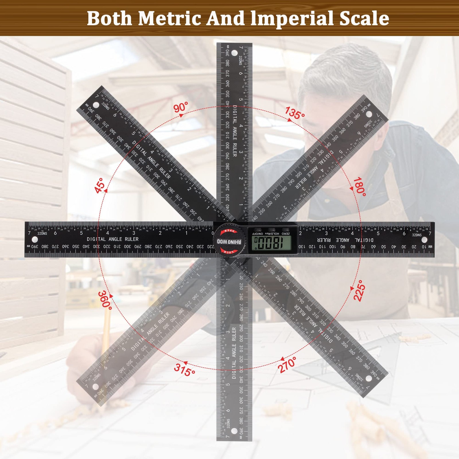 Digital Angle Finder Protractor, Measuring Tool for Black