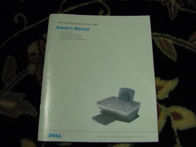 Owner's Manual DELL A920 Personal All-In-One Printer Quick Start User Guide