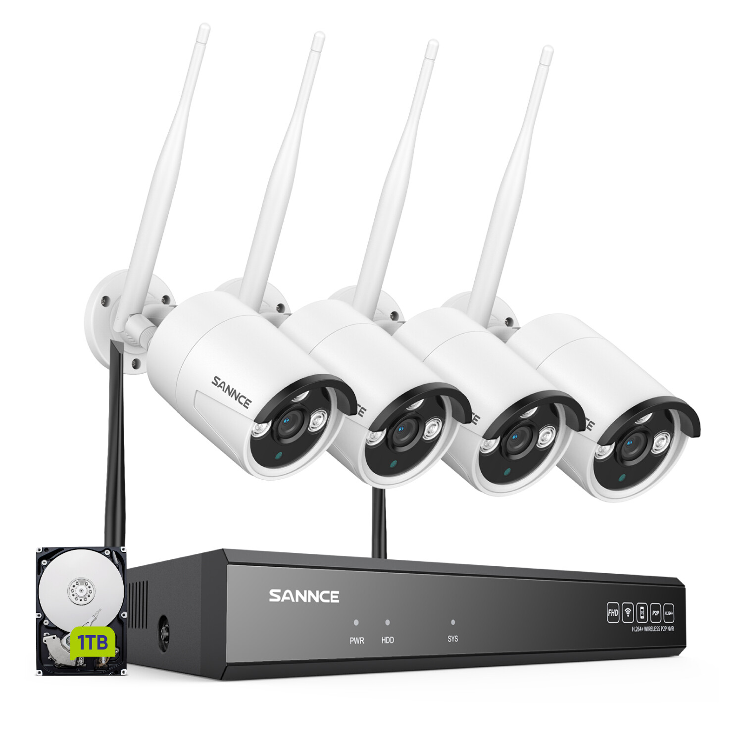 SANNCE 8CH NVR 5MP Wireless Security Camera System 2-Way Audio AI Detection 1TB