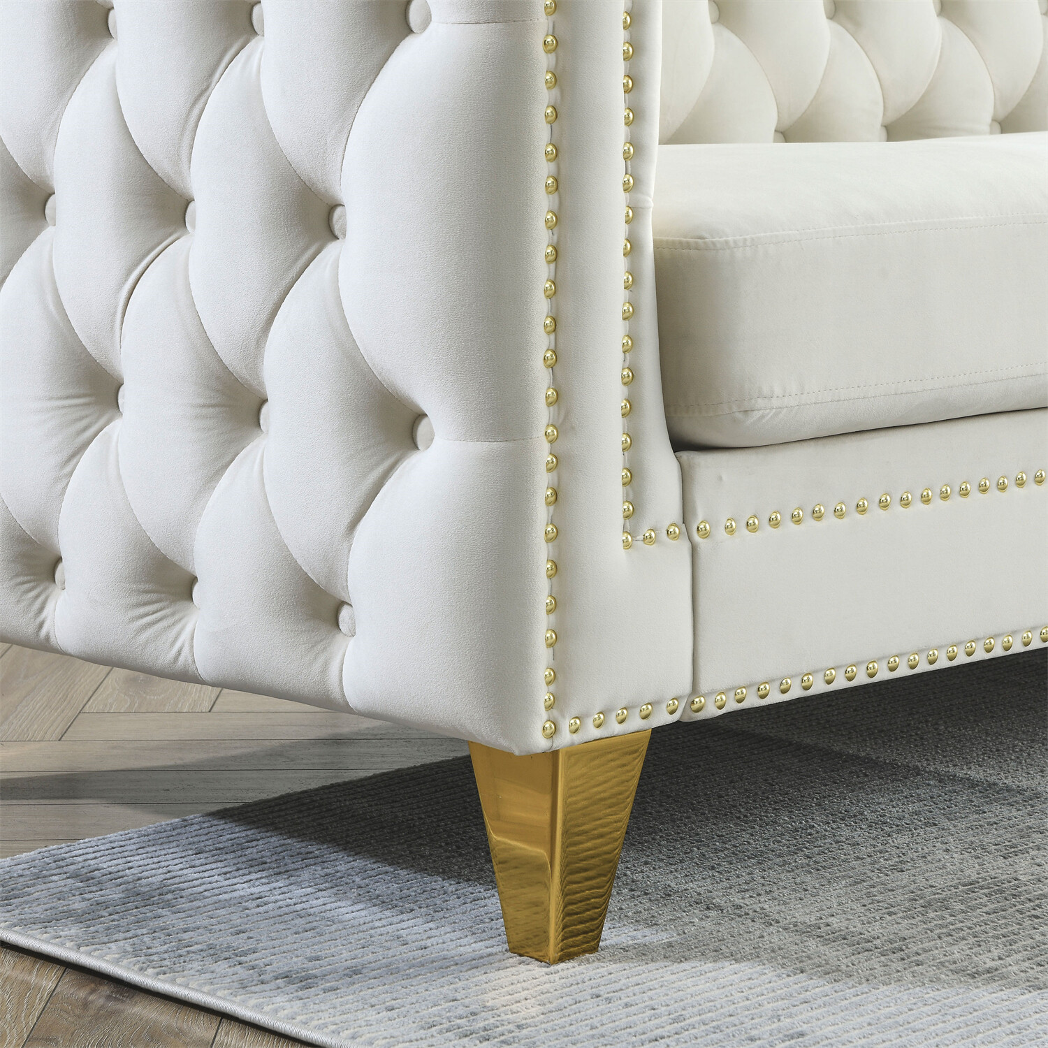 80.5'' 3 Seater Sofa Couch Velvet Upholstered Sofa Couch for Living Room