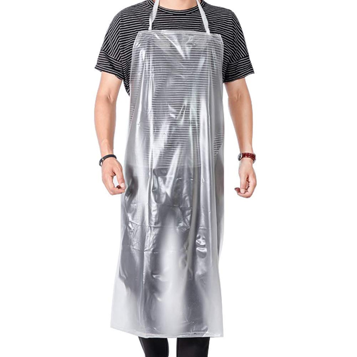 Unisex 47 x27.5 inches Heavy Duty Transparent PVC Waterproof Apron Made of Vi...
