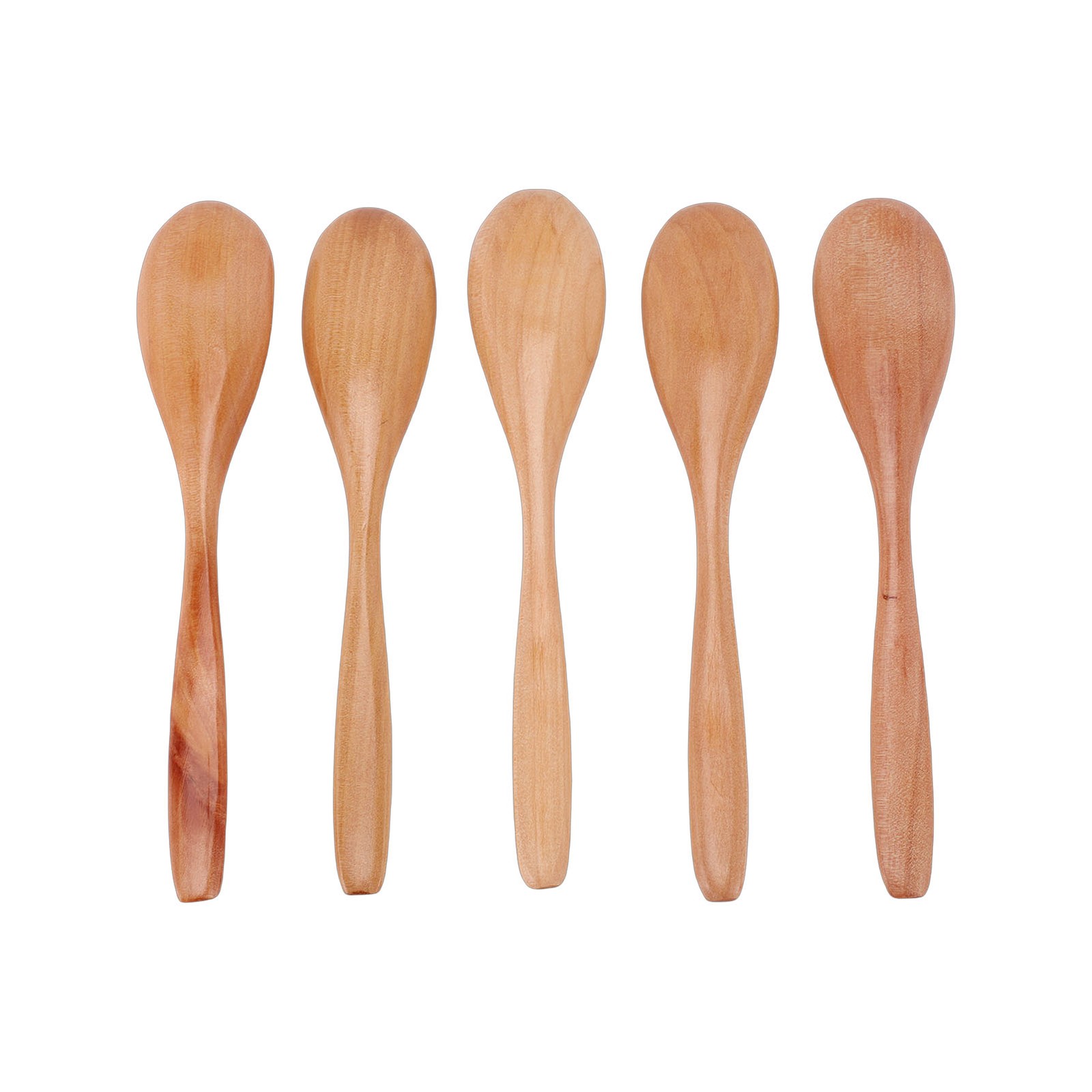 5 Wooden Honey Spoons Durable Serving Set For Kitchen Use