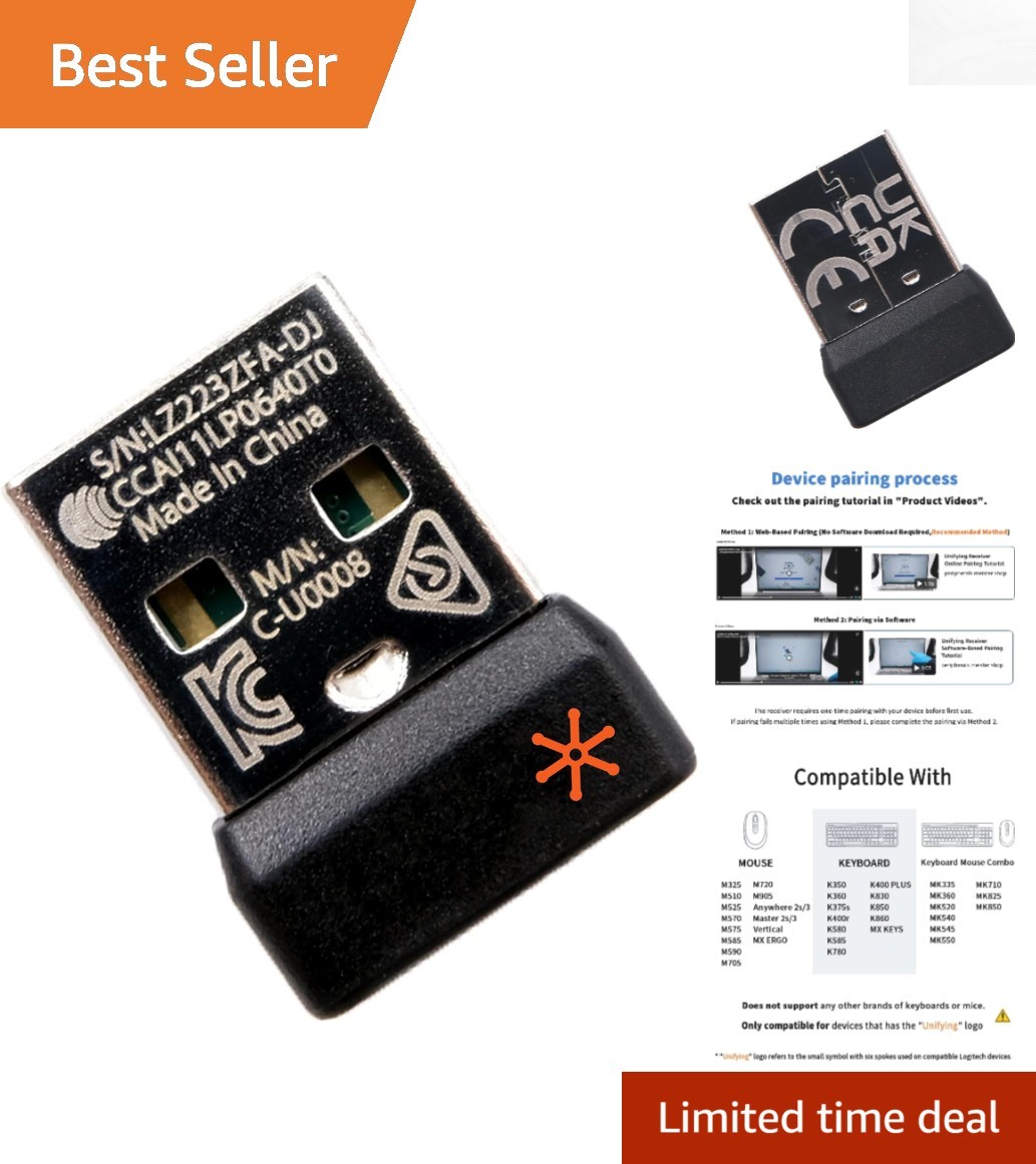 Lightweight USB Unifying Receiver for Logitech Devices - Hassle-Free Pairing