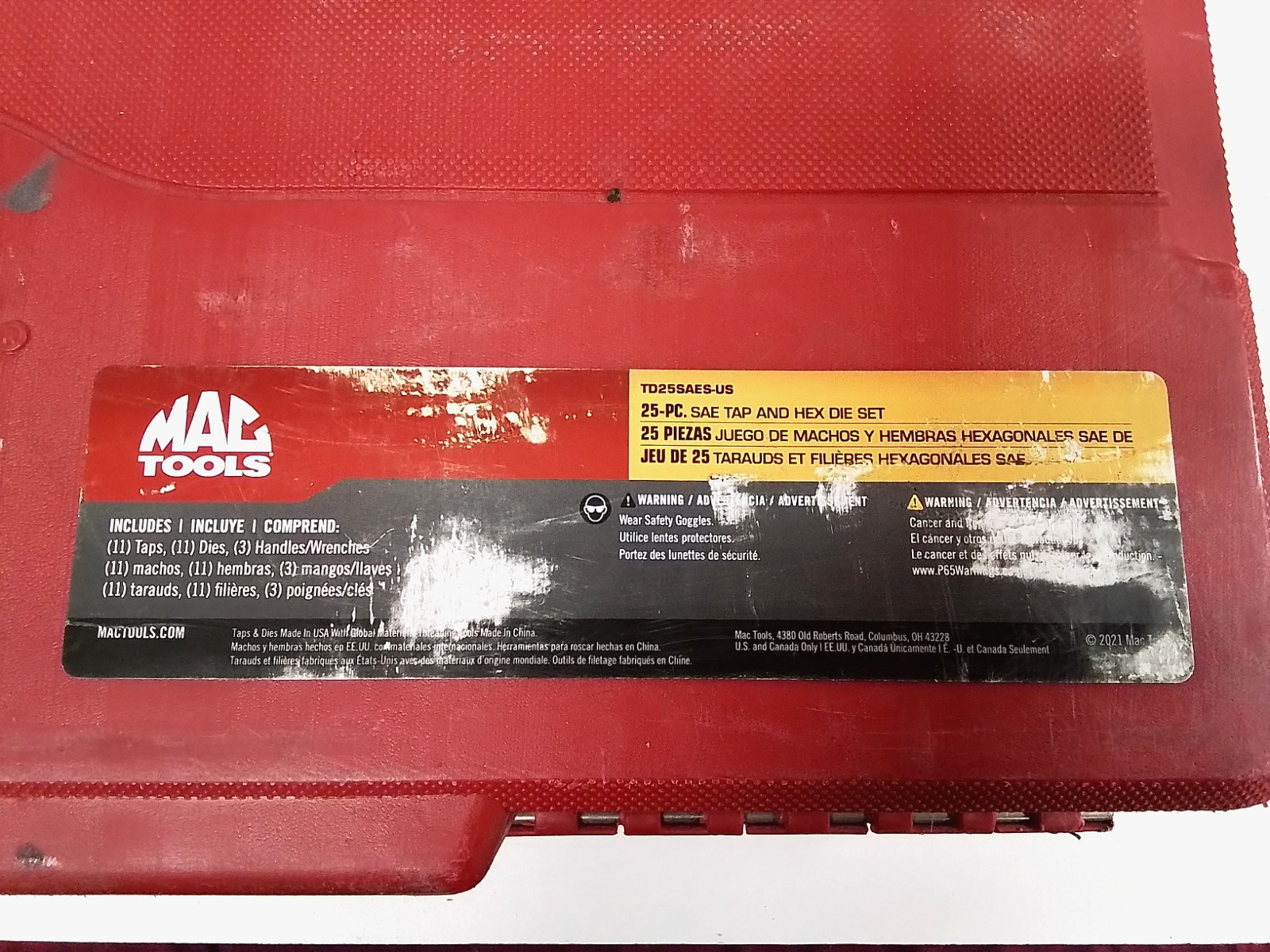 MAC Tools TD25SAES-US 25 Piece SAE Tap And HEX Die Set