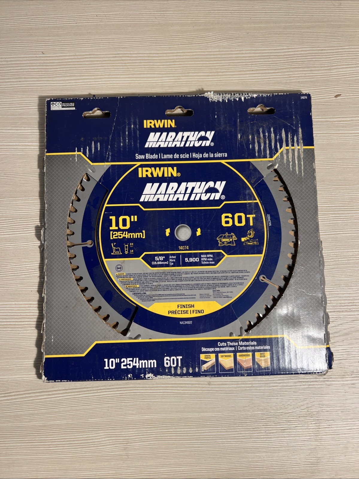IRWIN Marathon 14074 10" 60T Carbide Circular Saw Blade New