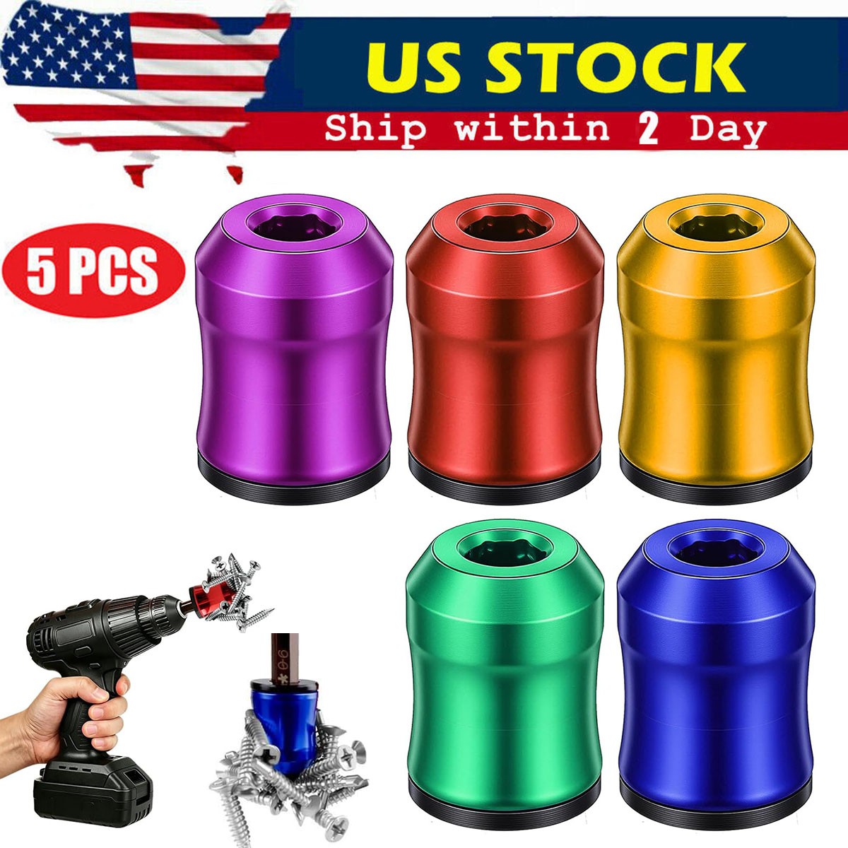 5PCS Magnetic Screw Holder Strong Screwdriver Head Magnetic Ring,Universal Remov