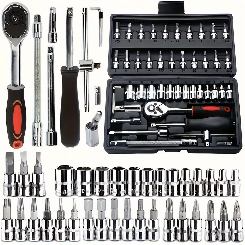 46-Piece Mechanic's Tool Set - Black - Metric Measurements