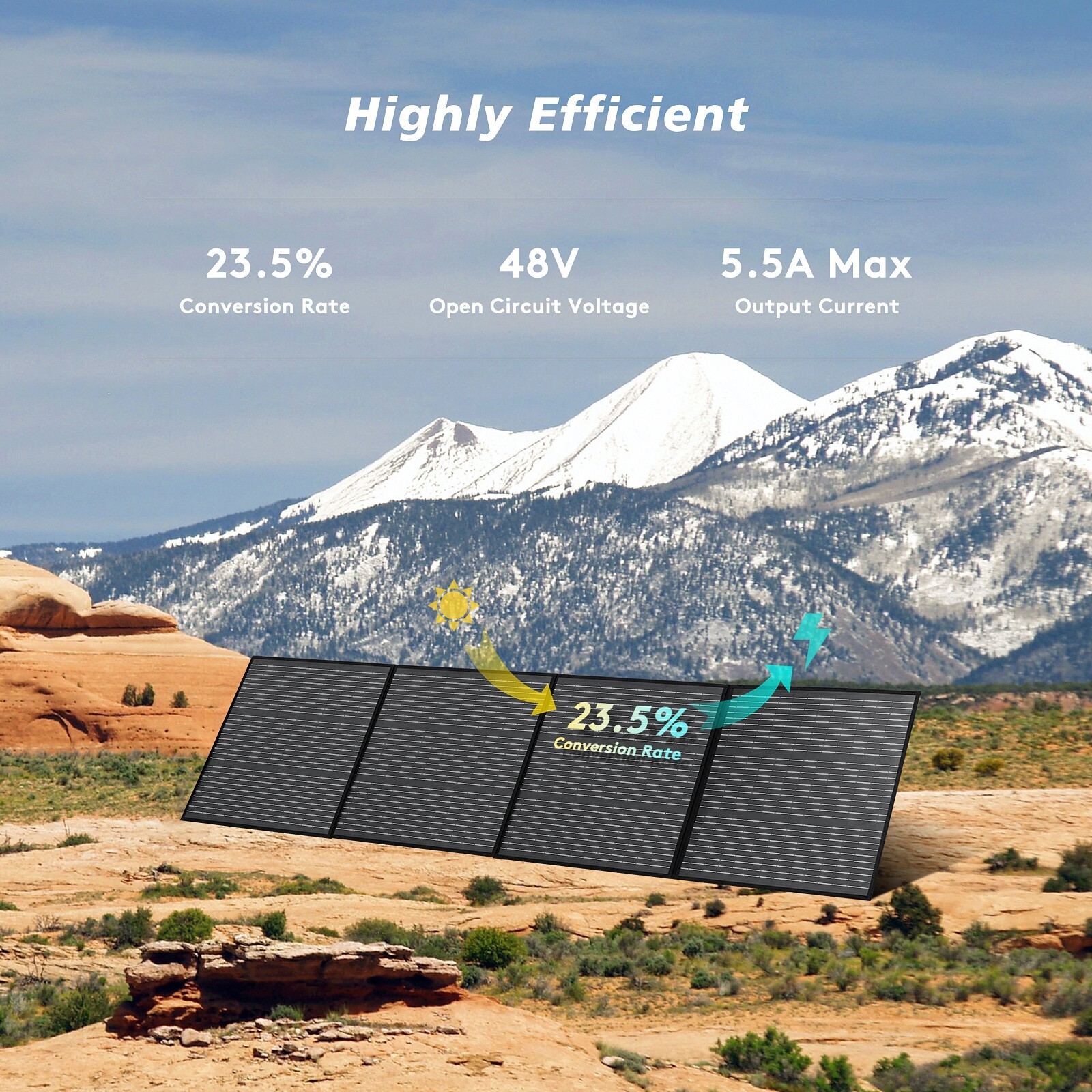MHPOWOS 220 Watt Portable Solar Panel, 23.5% High Conversion Efficiency for Camp