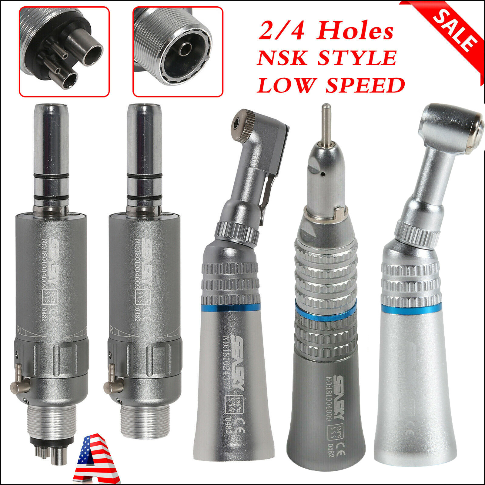 NSK Style Dental Slow Low Speed Handpiece Straight Contra Angle Air Motor 2/4 ns