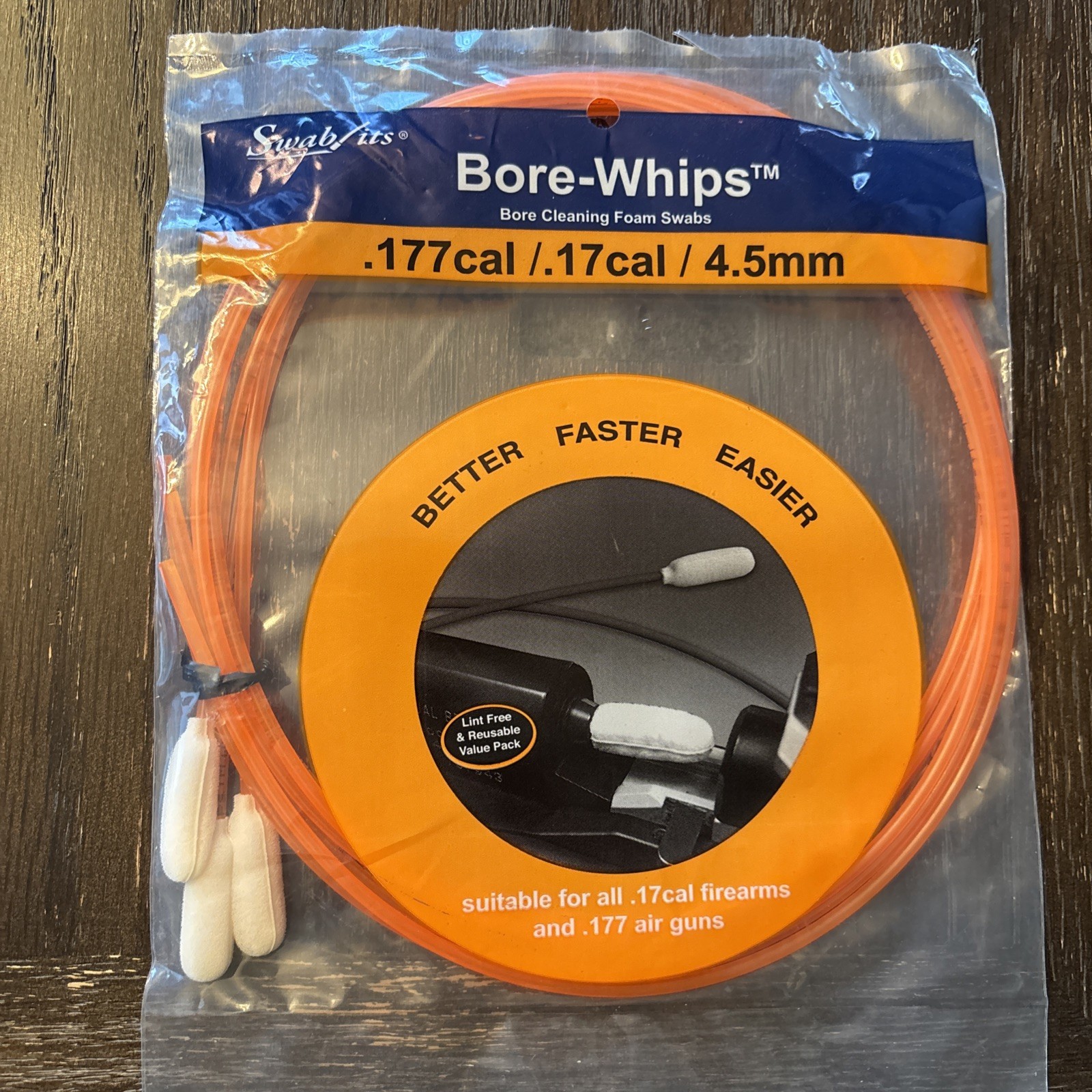 (Single Bag) .17cal/.177cal/4.5mm Air Rifle Gun Cleaning Bore-whips™ by