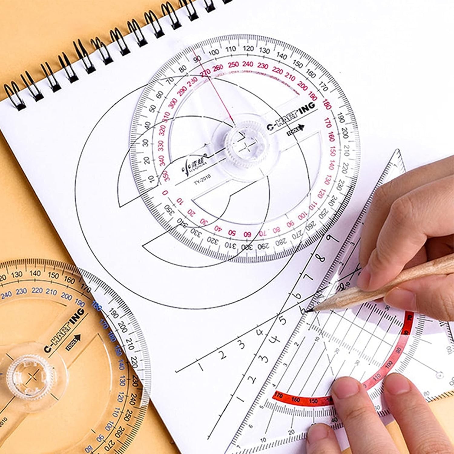 30 Pack 360 Degree Circle Protractor Clear Plastic Ruler for Math Geometry Set