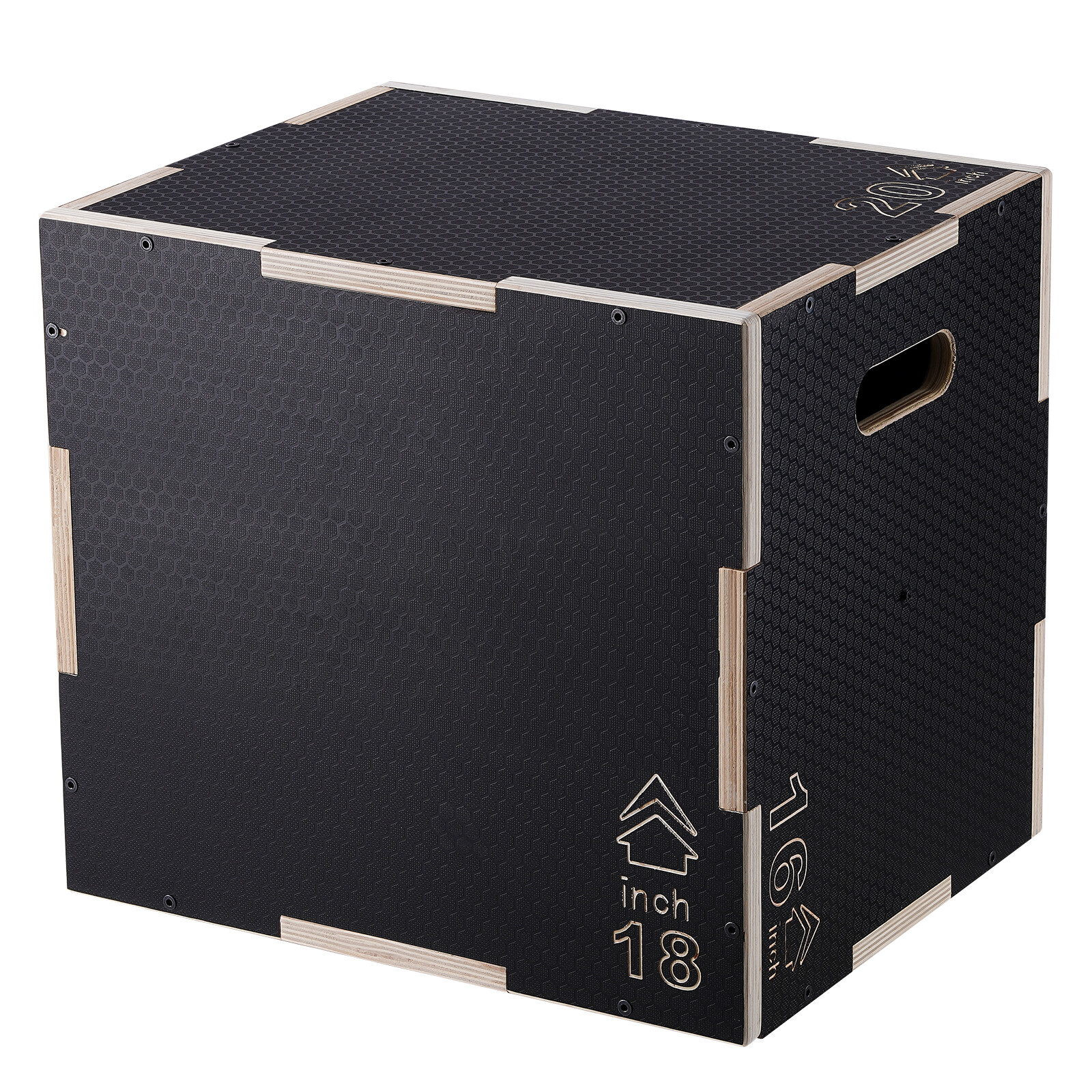 Uimoso 20/18/16 Inch 3 in 1 Plyometric Jump Box Fitness Exercise Plyo Box Wooden