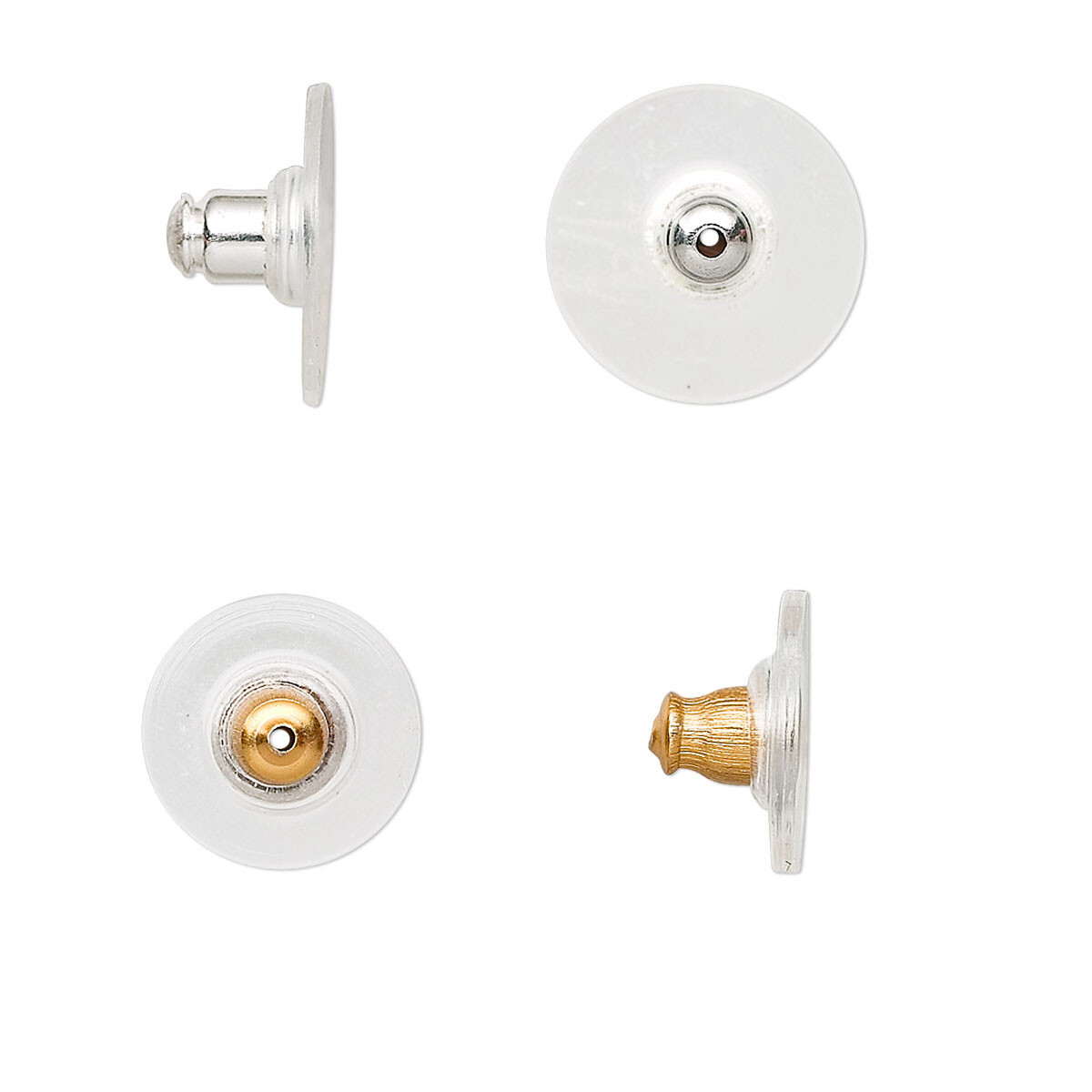 100 Big Plastic and Metal Comfort Clutch 12mm Round Flat Pad Earring Backings