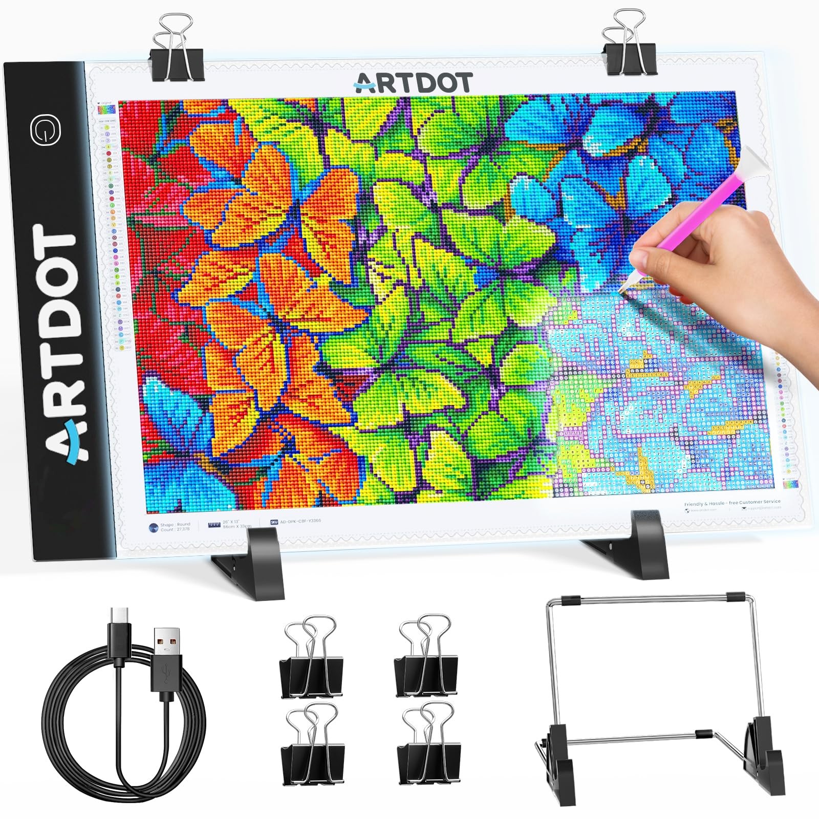 ARTDOT A4 LED Light Pad for Diamond Painting Kits Pad, Black