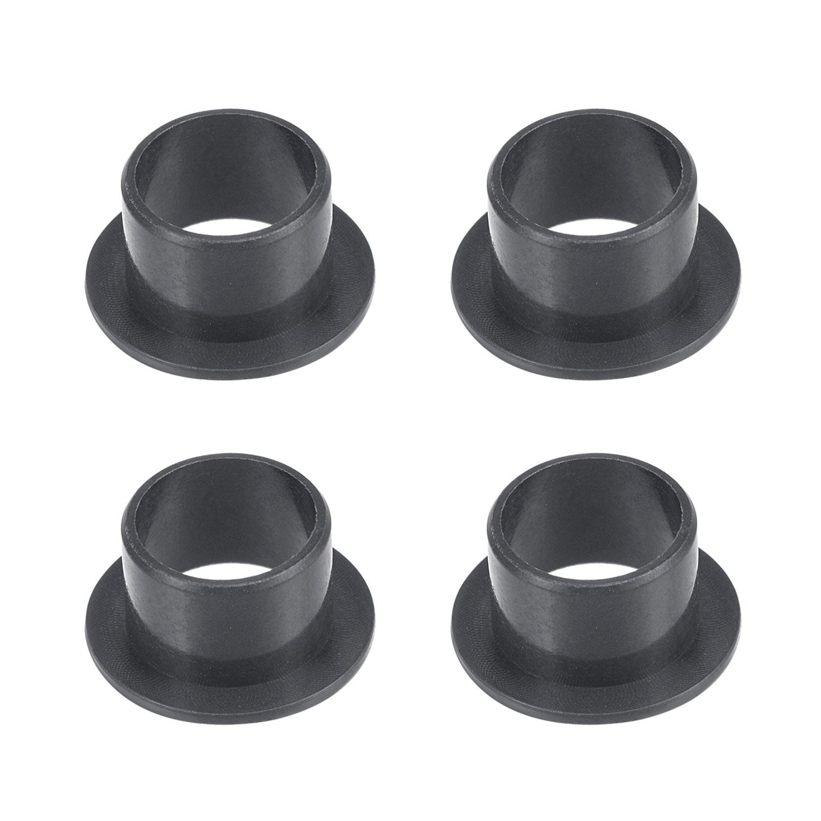 Flanged Sleeve Bearings 12mmx14mmx10mm POM Wrapped Oilless Bushings Black 4pcs