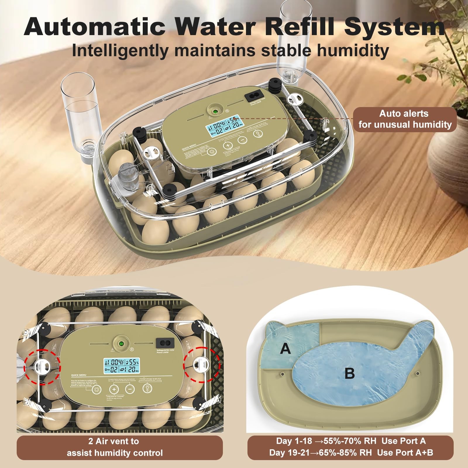 Incubators for Hatching Eggs,24 Egg Incubator with Automatic Egg Turning and ...