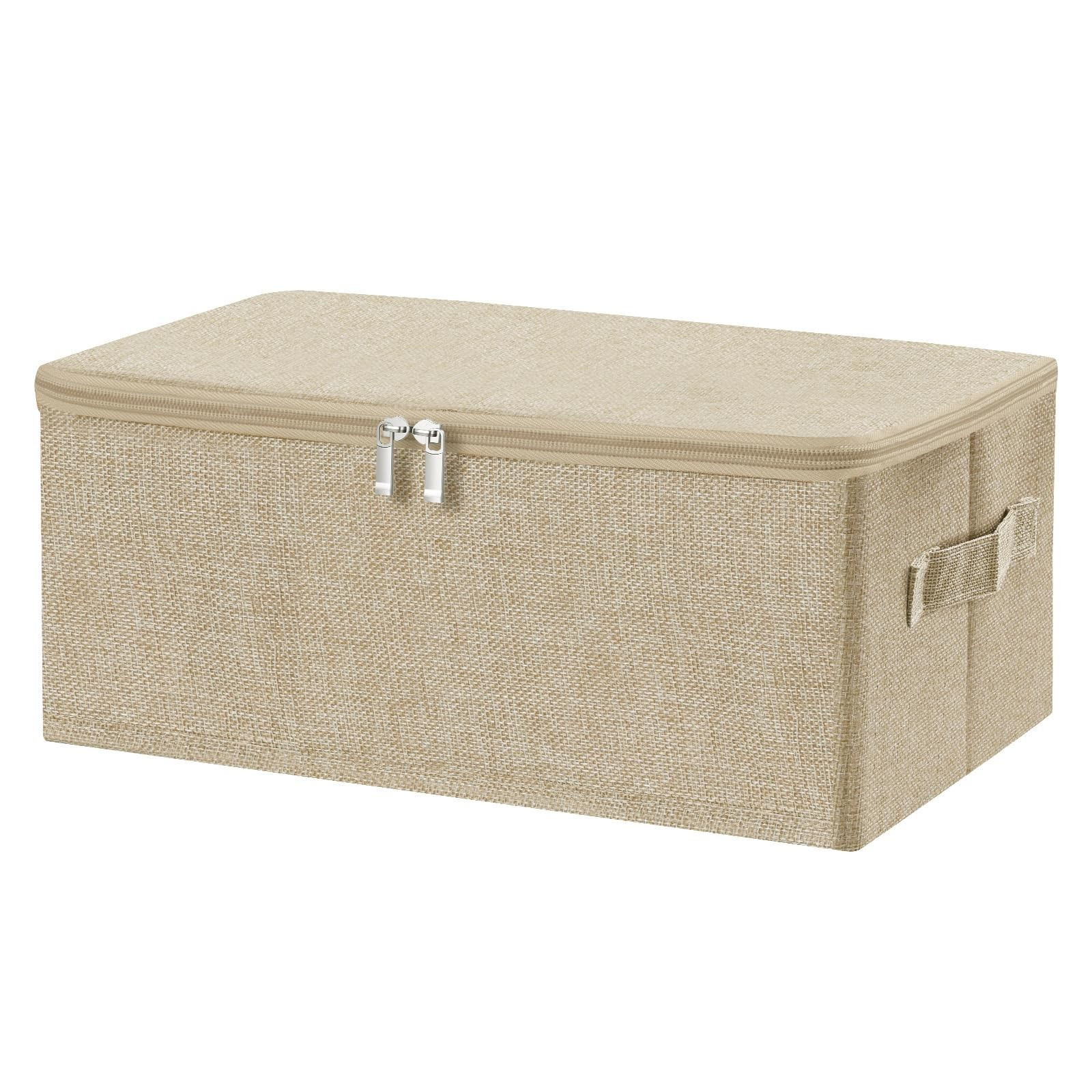 Storage Bins with Zipper Lids 13 Qt Lidded Fabric Storage Boxes Baskets Cubes...