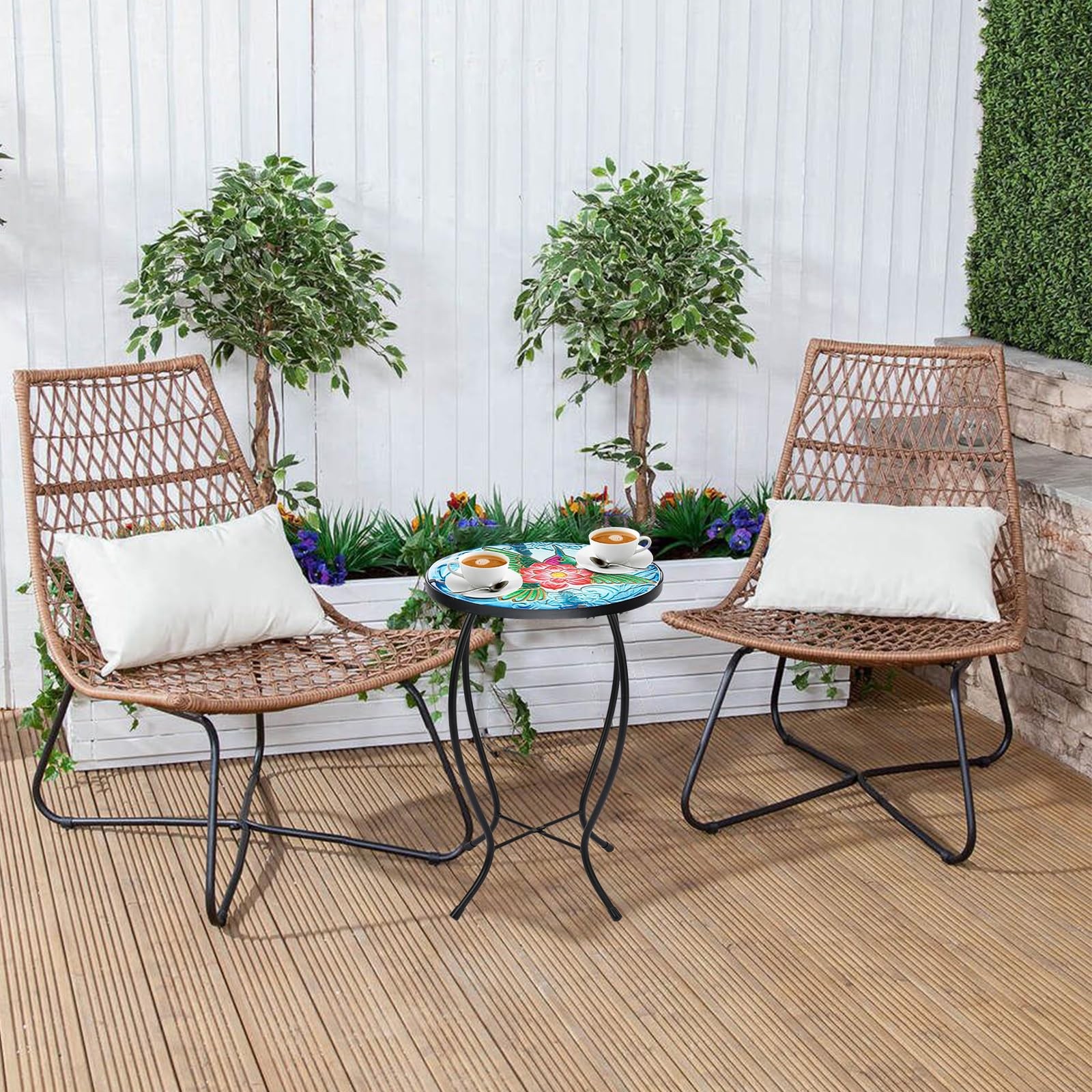 Patio Side Table Outdoor Accent Bistro Coffee Plant End Small Porch Indoor Round