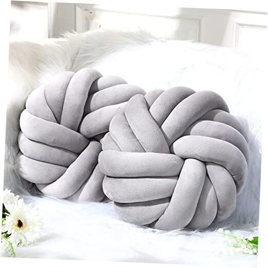 2 Pcs Decorative Pillows 14 x 14 Inch Throw Knot Pillow for Couch Bedroom Gray