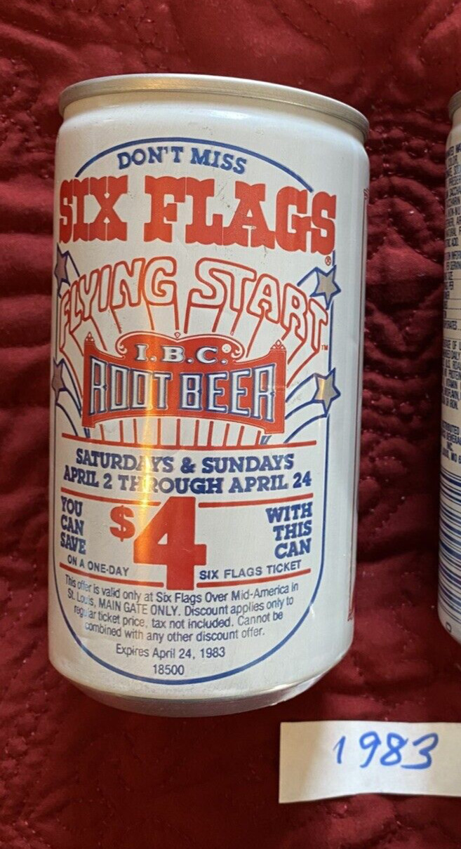 Six Flags Promotional I.B.C. Root Beer soda Pop Can 1983