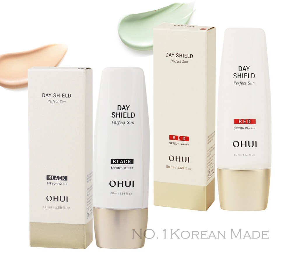 OHUI Day Shield Perfect Sun Black, Red SPF50+ PA++++ 50ml/Waterproof/NO.1Korean