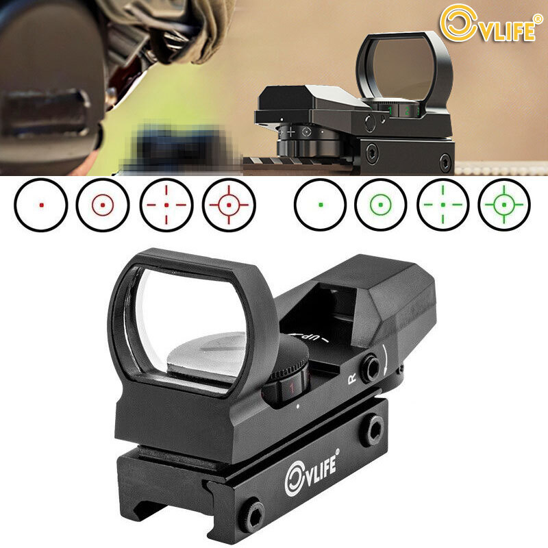 CVLIFE 1X22X33 Red Green Dot Gun Sight Scope RefIex Sight with 20mm Rail Mount