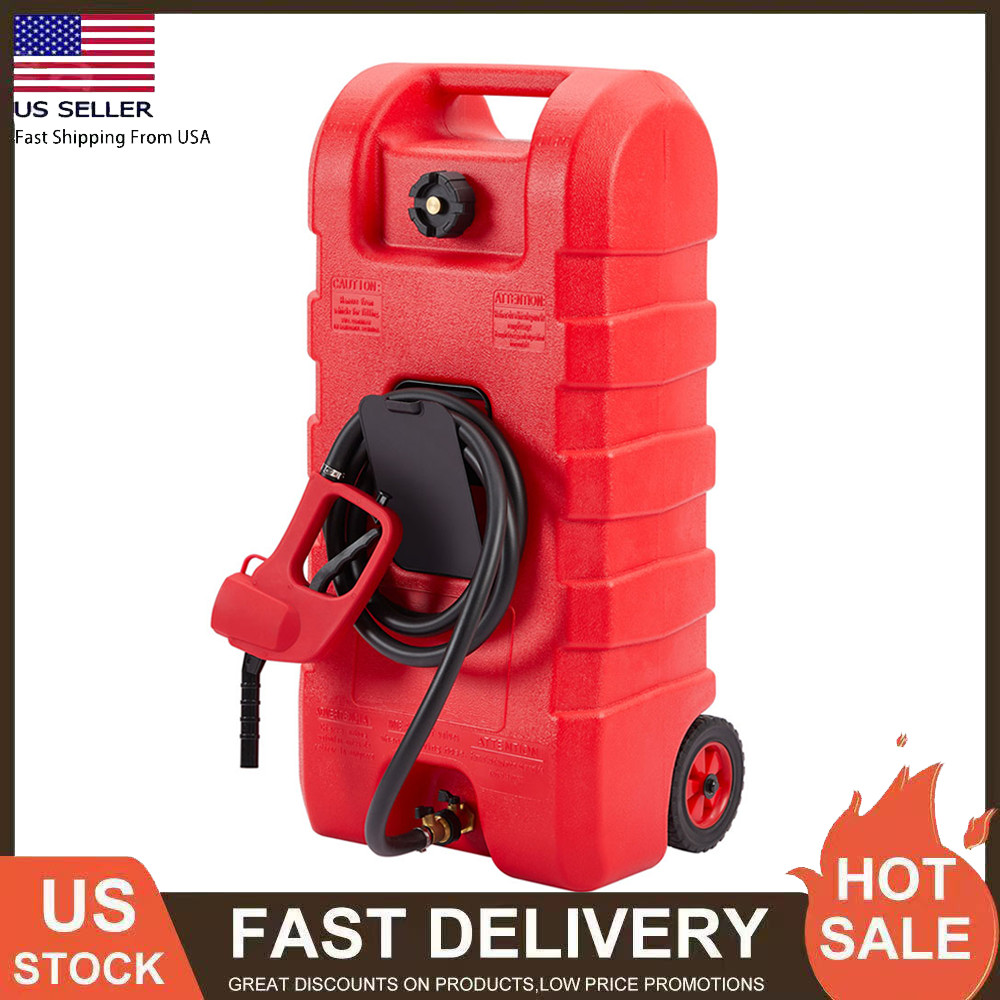 15 Gallon Fuel Caddy Portable Gas Fuel Tank Gas Can With Manual Transfer Nozzle