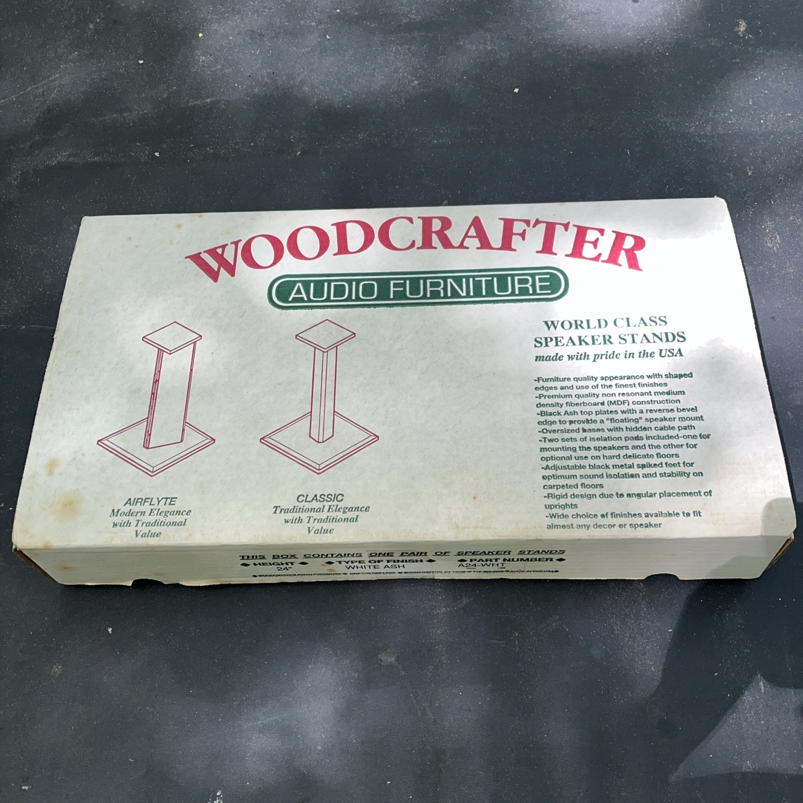 Vintage NOS Woodcrafter Audio Furniture 24” White Ash Wood Speaker Stands USA