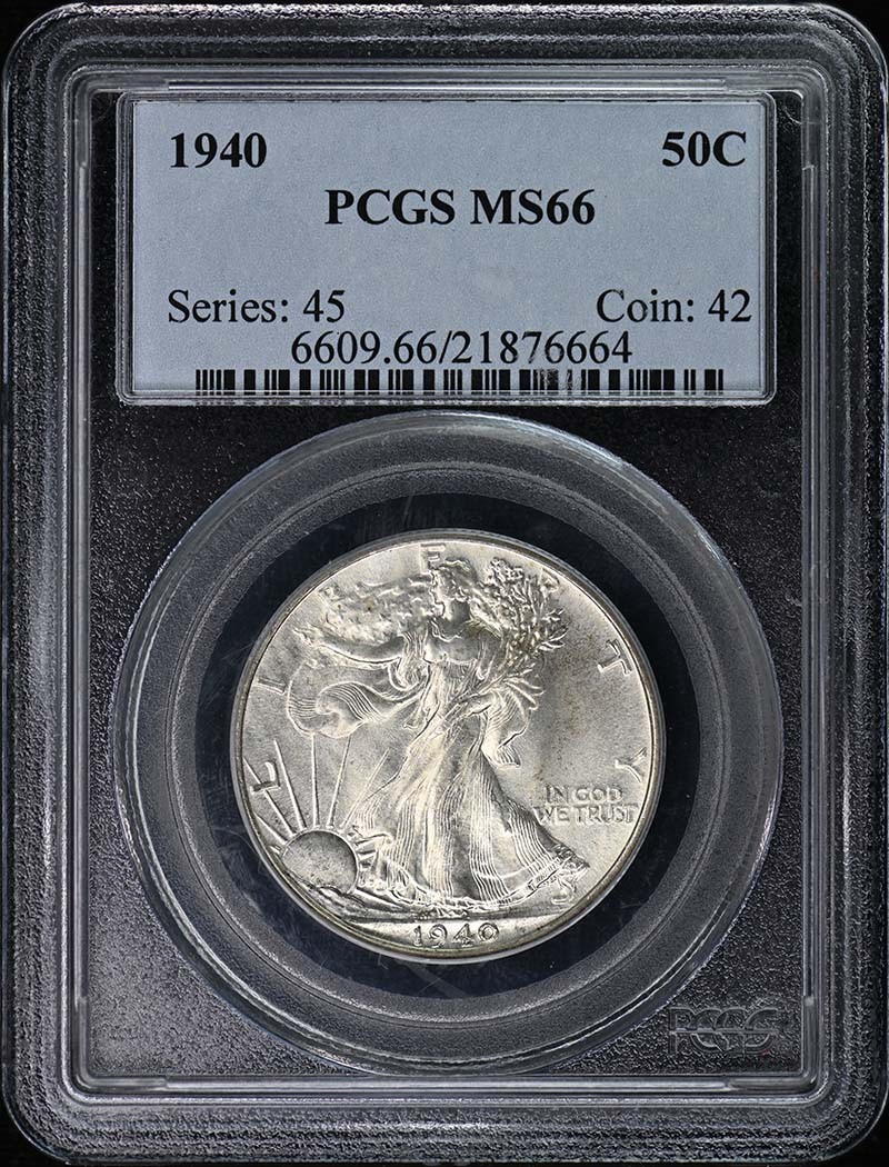1940 50C Walking Liberty Half Dollar PCGS MS66