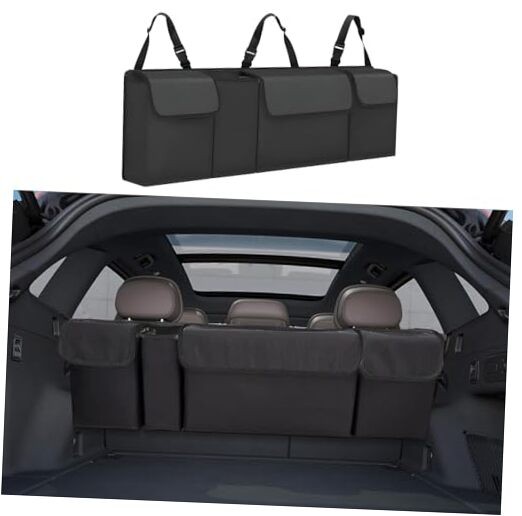 Car Trunk Organizer, Backseat Hanging Large Storage with Adjustable Black