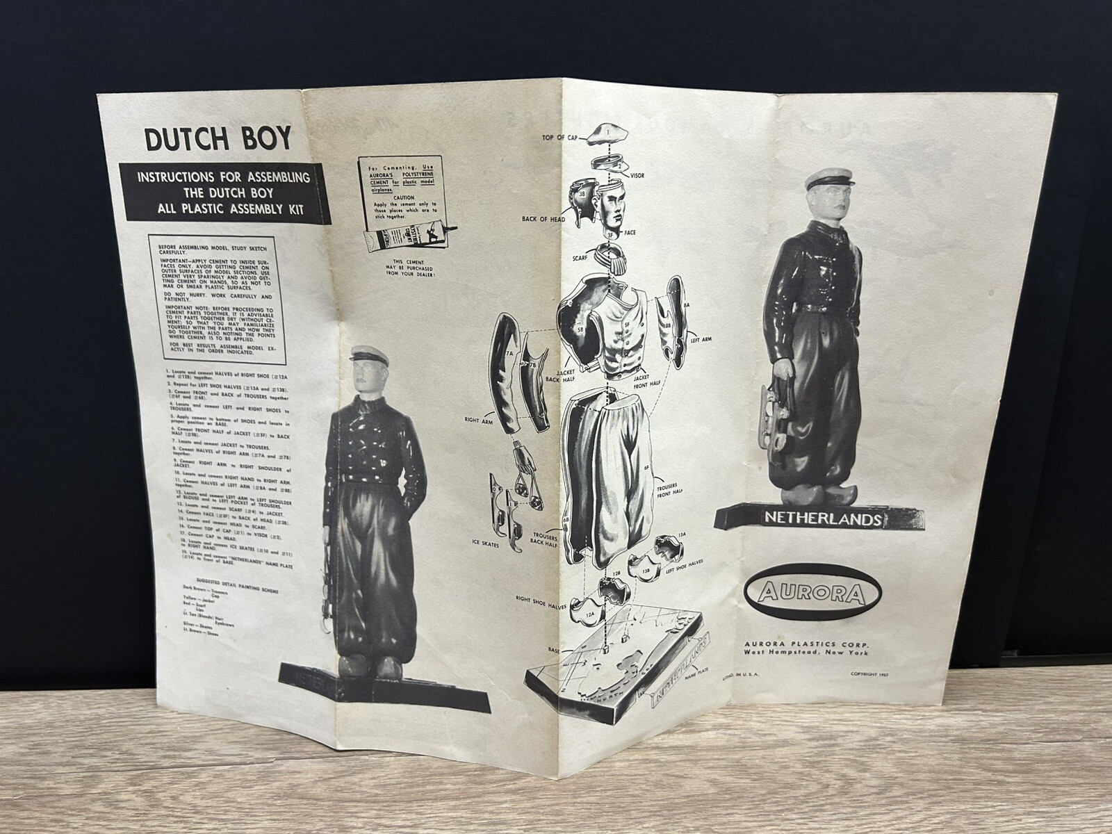 Vintage 1957 Aurora USA Dutch Boy Plastic Assembly Kit Instruction Manual ONLY