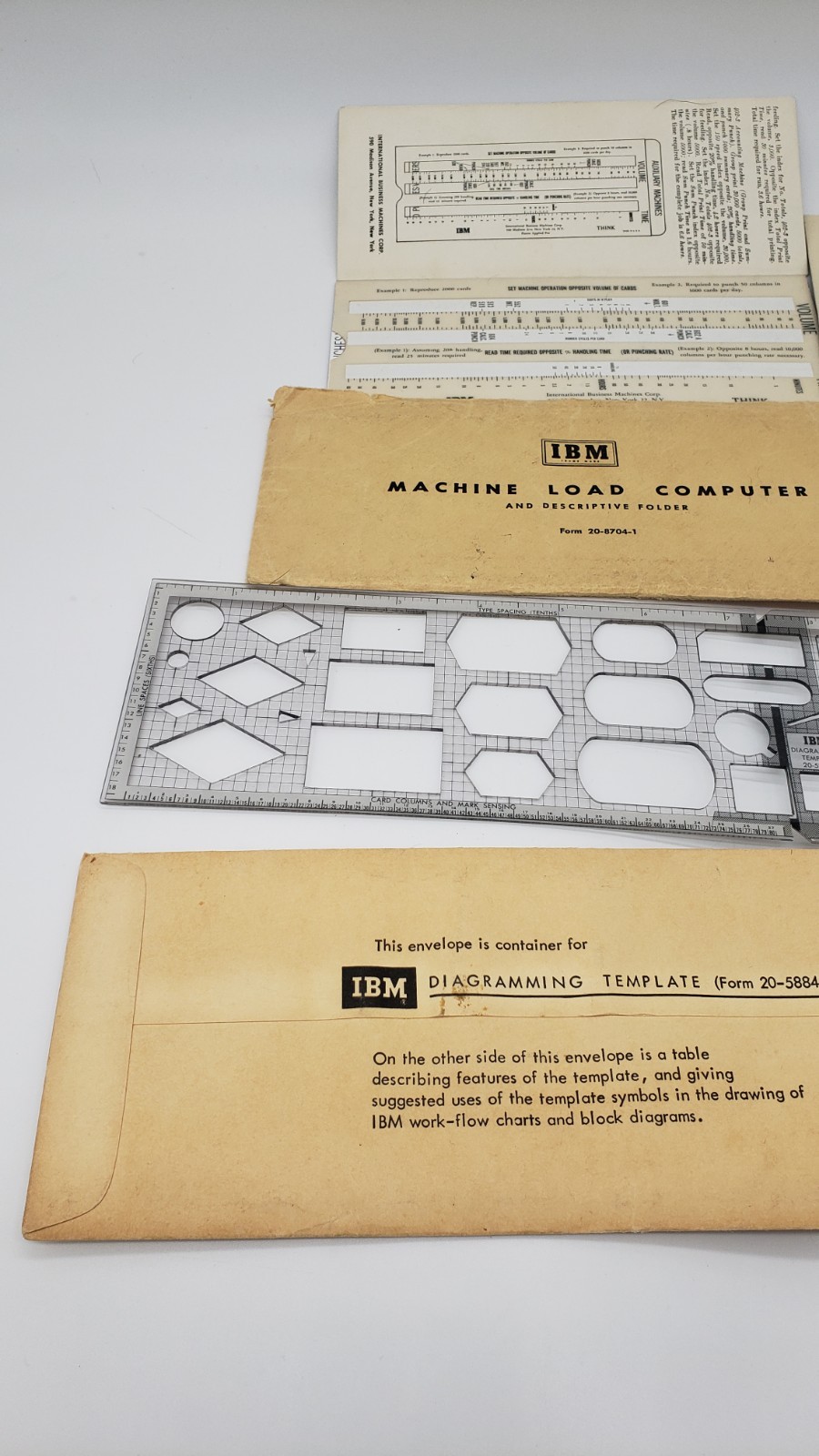 Vintage IBM Computer Machine Load Chart And Template Lot