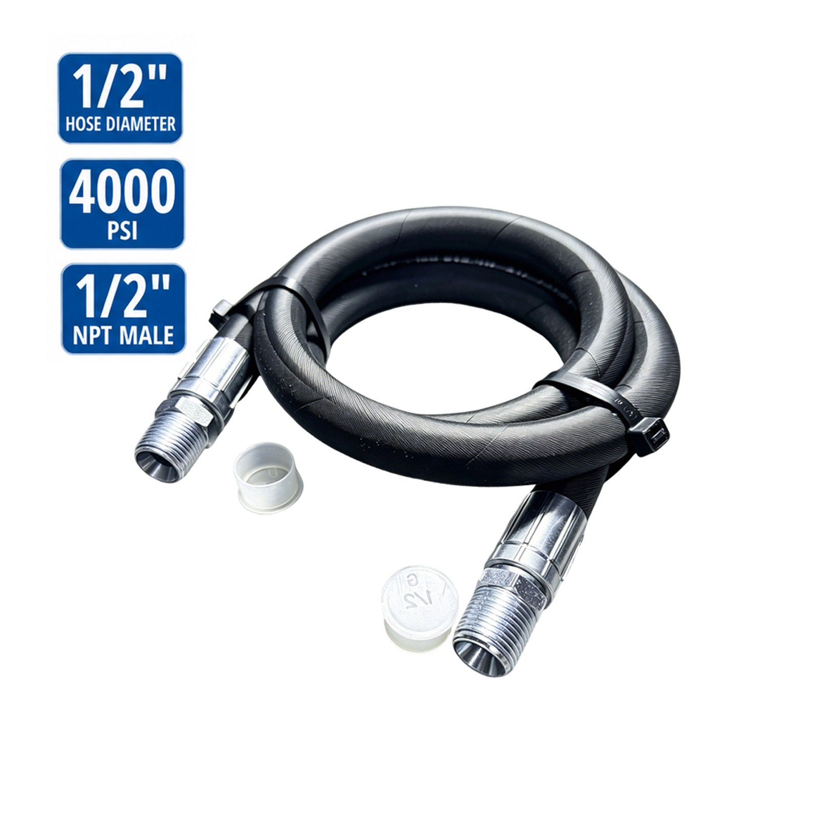 1/2” Hydraulic Hose Assembly - 1/2 Male Pipe NPT Fittings - (4000PSI) LSGF