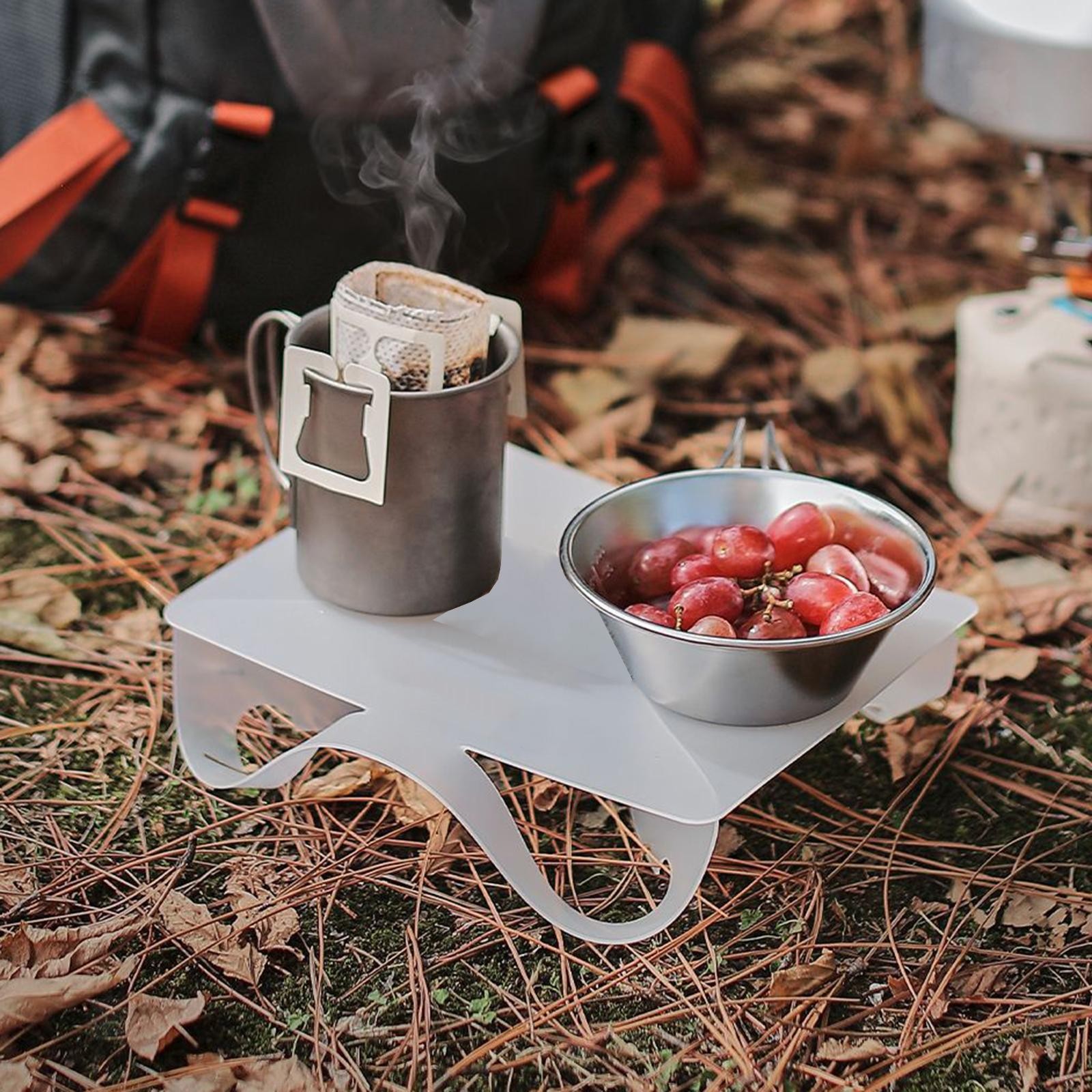 Folding Table Practical Heat Resistant Small Dining Table for Camp Patio BBQ