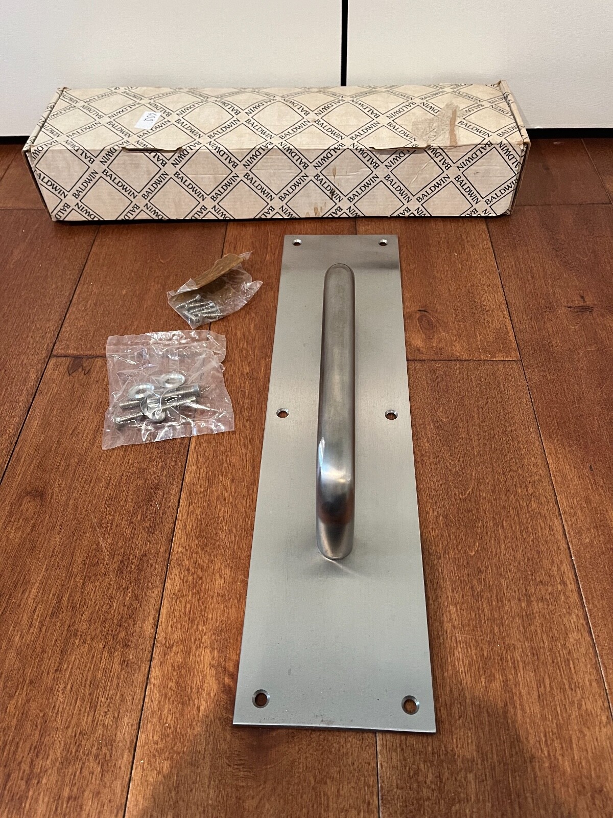 Baldwin Brass, NOS Door Push x Pull w Plate, 16" x 4", SS finish, Heavy Duty