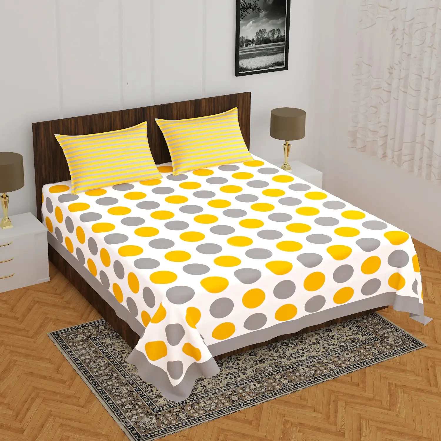 Floral Double Bedsheet with 2 Pillow Covers IB 165