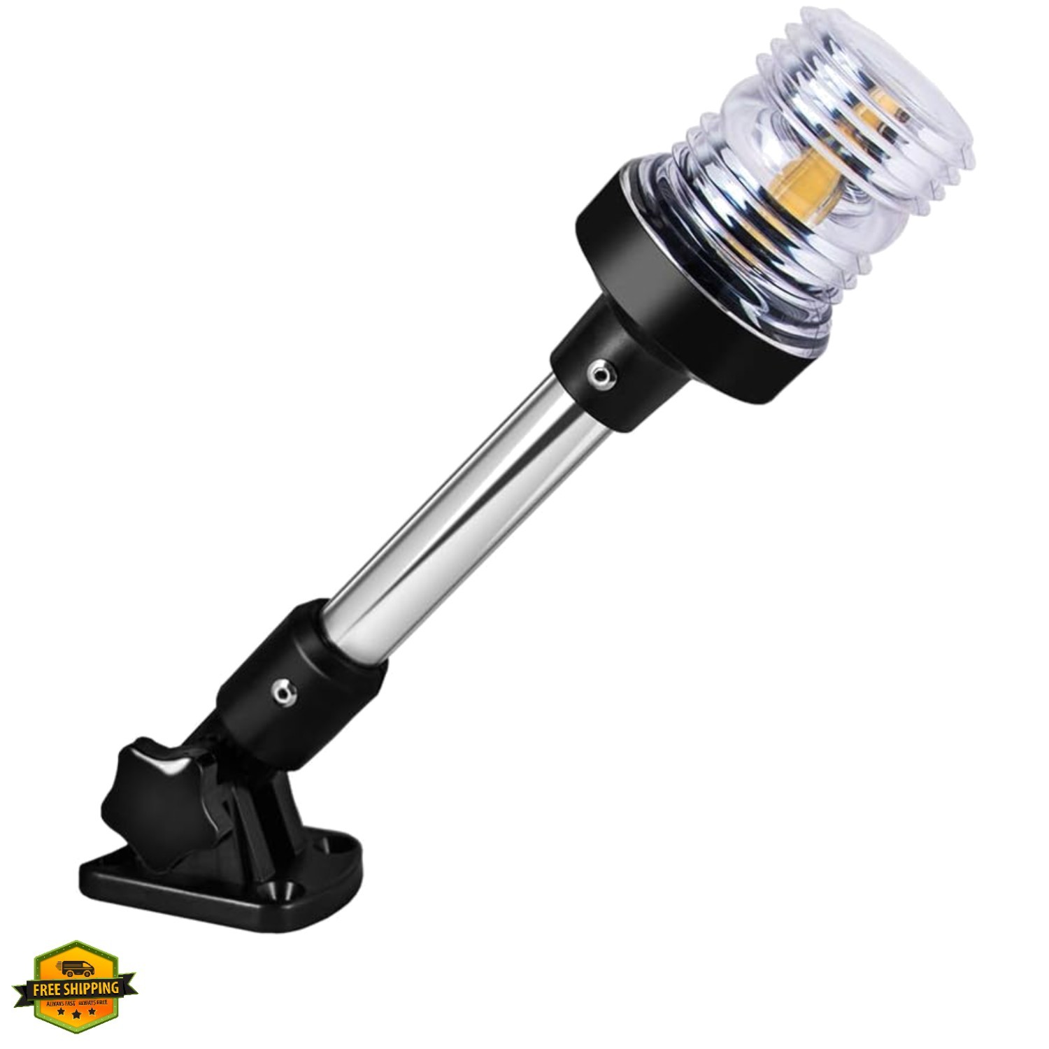 White LED Fold Down Boat Stern Light Boat Anchor Light for Pontoon 12 Inch