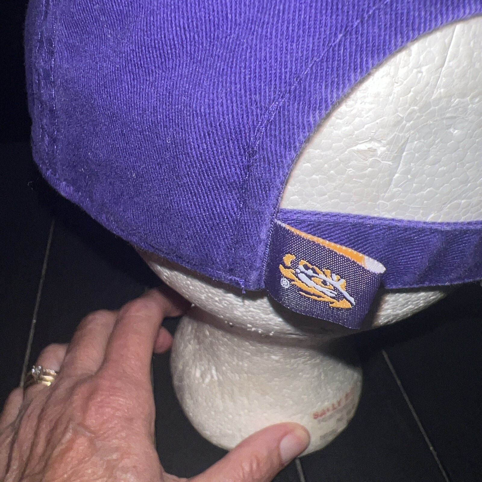 Purple Cotton Hat Cap With Silver Sparkle Sequins Tiger on Front Strap Buckle