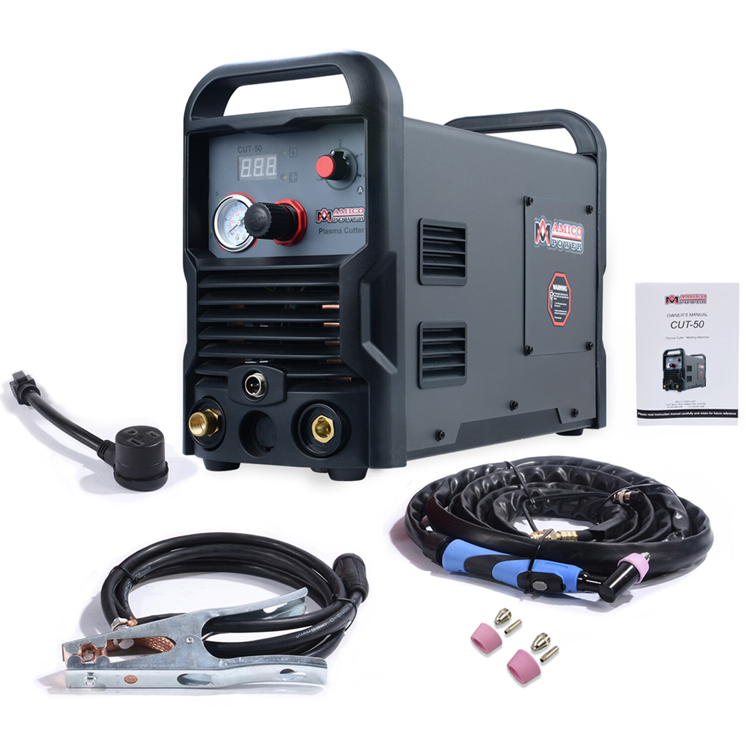 CUT-50 Amp Plasma Cutter, 115/230V Compact Metal Cutting Machine 3/4" Clean Cut