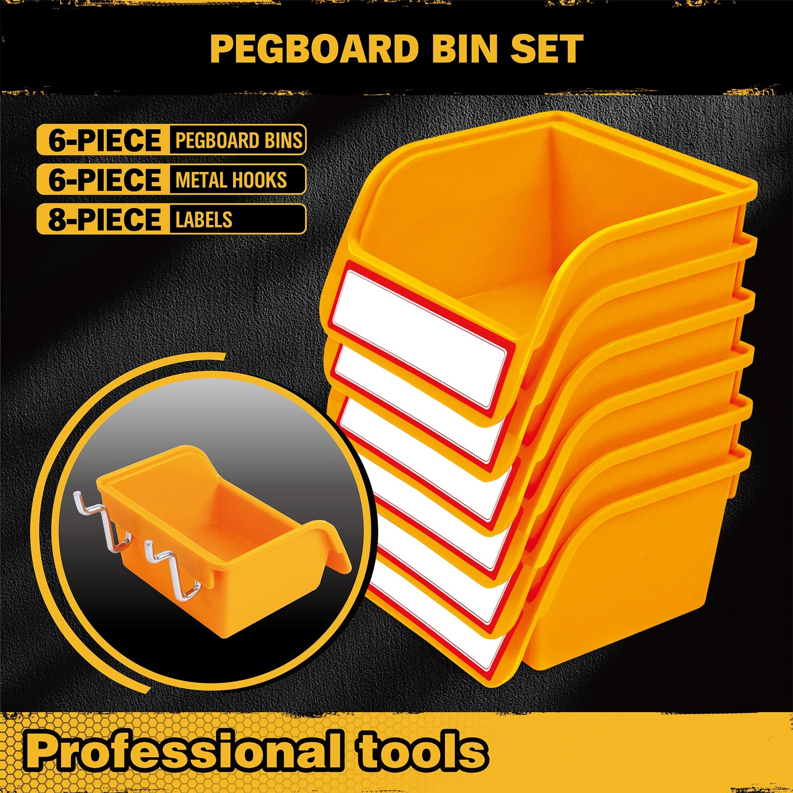 6Pack Pegboard Bins Parts Storage Tool Workbench Bins for Screws Nuts Bolts
