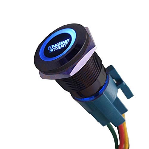 Black Shell 12V Momentary Car Vehicle LED Light Push Button Stainless Blue